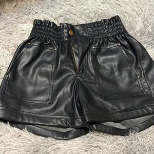 High waisted leather shorts
